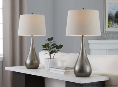 LumiSource Pebble Table Lamp (Set of 2), Silver, rollover