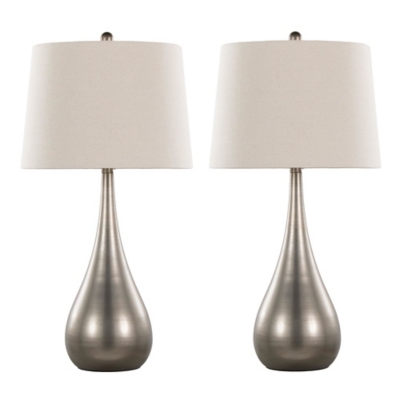 LumiSource Pebble Table Lamp (Set of 2), Silver, large