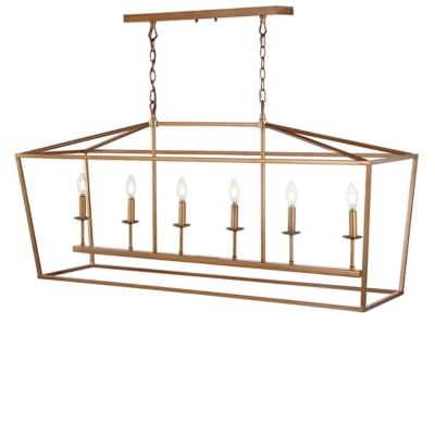 Jonathan Y Pagoda Linear 6-Bulb Pendant Light, Antique Gold, large