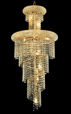 Spiral 10 Light Gold Pendant Clear Royal Cut Crystal, Gold, large