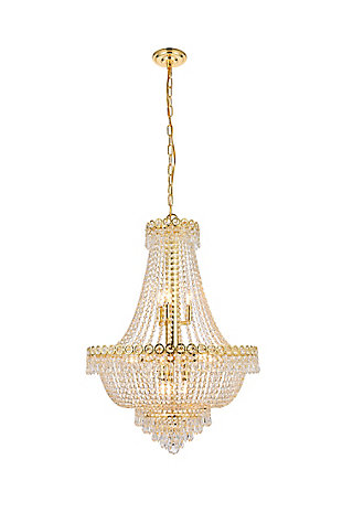 Century 12 Light Gold Chandelier Clear Royal Cut Crystal, Gold, large