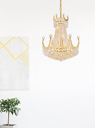 Corona 9 Light Gold Chandelier Clear Royal Cut Crystal, Gold, rollover