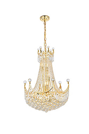 Corona 15 Light Gold Chandelier Clear Royal Cut Crystal, Gold, large
