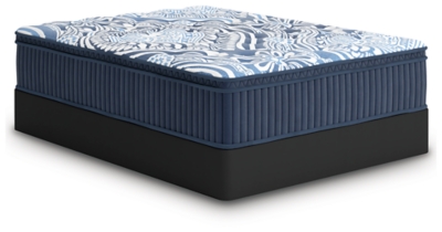 mattress with blue pattern swatch
