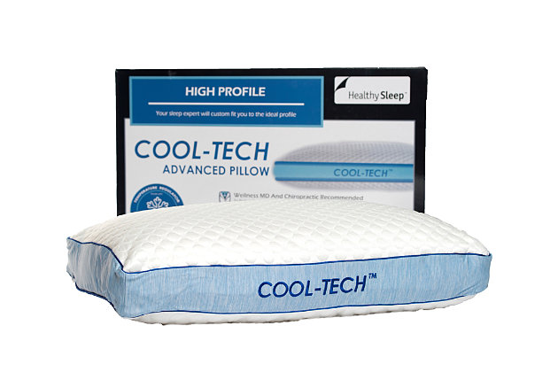 The Cool-Tech advanced pillow by Healthy Sleep is chiropractor and wellness MD recommended to reduce pain and pressure points by conforming to your body for proper neck and spine alignment. With significantly more cooling material than other “cool” pillows, the Cool-Tech advanced pillow provides a cool you can actually FEEL. The combination of cooling fabric and breathable construction helps to dissipate heat for a better night's sleep.Made of polyurethane, microfiber and polyester | Low profile | Advanced Cool-Tech technology | Chiropractor and wellness MD recommended