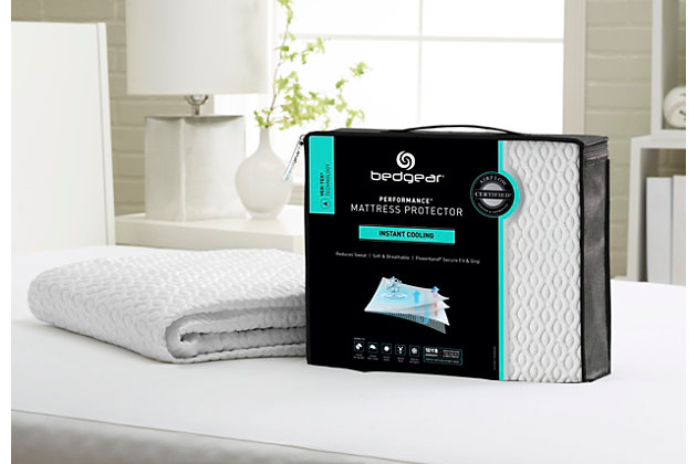 Keep your cool all night long with the Ver-Tex® 6.0 Performance full mattress protector. Crafted with Ver-Tex climate control fabric, it provides instant heat deflection while remaining cool to the touch. The result: a truly comfortable sleep experience that naturally helps regulate your body temperature for maximum recovery and rejuvenation. The flexible cushioning layer dynamically responds to your motion and boosts air circulation to keep you cool, while the waterproof invisible barrier repels liquids so you can truly rest easy.Full mattress protector | Made of polyester/polyethylene/spandex with polyurethane laminate; polyester/spandex skirt | Ver-Tex climate control fabric provides instant heat deflection and cool-to-the-touch comfort for natural temperature regulation | Secure fit and grip/flexible cushioning layer dynamically responds to your motion and boosts air circulation | Breathable/invisible waterproof barrier protects your mattress without affecting the feel of your mattress | Performance fabric blocks pet dander and dust mites; resists stains and fluids; reduces allergens | 10-year warranty | Machine washable