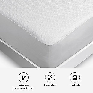 A mattress protector that regulates your body temperature? We’ll take it. The Dri-Tec® 5.0 full mattress protector flaunts durable channel-weave fabric for enhanced airflow and heat dissipation. It resists stains and fluids to keep your mattress clean. Wicks away heat and moisture, providing a cool and dry sleeping environment. The soft and flexible surface reacts with your motion. And don’t worry, the waterproof invisible barrier won’t affect the feel of your mattress. You’re all in for maximum comfort and recovery.Made of polyester/rayon fabric with polyurethane laminate; skirt with polyester/spandex | Full mattress protector | Dri-Tec 5.0 fabric surface wicks away heat and moisture to help you sleep cool and dry; reduces heat trapped next to your body; enhances airflow | Flexible surface reacts to your motion | Fully banded elastic ensures a secure fit &amp; grip that holds tight on all mattresses | Breathable waterproof barrier; invisible barrier back will not affect the feel of your mattress | Blocks pet dander and dust mites; resists stains and fluids; reduces allergens | Machine washable | 10-year warranty
