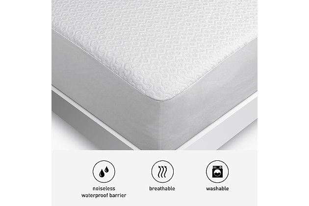 A mattress protector that regulates your body temperature? We’ll take it. The Dri-Tec® 5.0 split king mattress protector flaunts durable channel-weave fabric for enhanced airflow and heat dissipation. It resists stains and fluids to keep your mattress clean. Wicks away heat and moisture, providing a cool and dry sleeping environment. The soft and flexible surface reacts with your motion. And don’t worry, the waterproof invisible barrier won’t affect the feel of your mattress. You’re all in for maximum comfort and recovery.Made of polyester/rayon fabric with polyurethane laminate; skirt with polyester/spandex | Split king mattress protector | Dri-Tec 5.0 fabric surface wicks away heat and moisture to help you sleep cool and dry; reduces heat trapped next to your body; enhances airflow | Flexible surface reacts to your motion | Fully banded elastic ensures a secure fit &amp; grip that holds tight on all mattresses | Breathable waterproof barrier; invisible barrier back will not affect the feel of your mattress | Blocks pet dander and dust mites; resists stains and fluids; reduces allergens | Machine washable | 10-year warranty