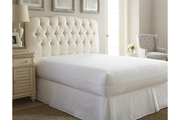 Keep your mattress like new with the ienjoy Home® total mattress encasement. Lab tested and certified for 100% worry-free protection against spills, bed bugs, mold, dust mites, allergens, odors, perspiration, incontinence and bacteria.  This mattress encasement is designed with your comfort and protection in mind. Dual-layer construction creates a moisture and organism proof barrier for your mattress, while you enjoy the cool comfort of 100% breathable and buttery soft microfiber fabric. With better sleep and a longer lasting mattress, it’s a win-win situation.Made of microfiber | Micro-zipper enclosure | Independently lab tested and certified 100% bed bug proof | 100% waterproof and breathable, ultra-soft microfiber material keeps you cozy while you sleep | Helps eliminate asthma and other respiratory condition triggers by blocking mold spores, dust mites and other allergens | Surrounds and protects the mattress on all 6-sides against allergens, dust mites, bed bugs, bacteria, fluids, perspiration and urine | Breathable waterproof barrier; invisible barrier back will not affect the feel of your mattress | Imported