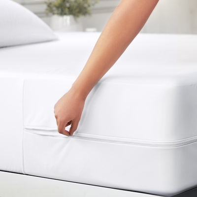 Zippered Twin Bed Bug and Spill Proof Mattress Protector, White, large