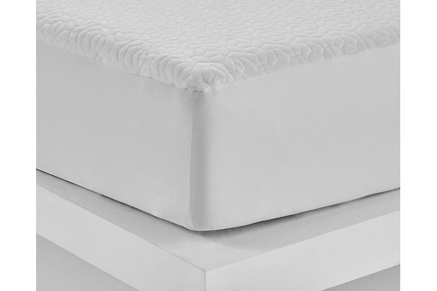 Sleep comfort and mattress protection are yours with the twin XL size Cool Touch Dri-Tec® mattress protector from Bedgear®. Moisture wicking fabric facilitates airflow to keep you dry and comfortable throughout the night. Cooling threads instantly move excess heat away. Waterproof invisible barrier back will not affect the feel of your mattress. Flexible surface dynamically reacts to your motion for the most comfortable fit. Two-way stretch skirting provides a secure fit. Perfect with power bases.Made of Dri-Tec fabric | White fabric | Twin XL size | Cover made of Dri-Tec fabric | Reduces allergens | Repels irritants | Machine washable | Fits mattresses up to 18" deep | Made in USA of imported materials