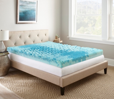 Thomasville 4" Gellux Tri-Zone Gel Memory Foam Twin Mattress Topper, Blue, large