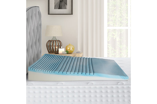 Sleeping better has never been easier with this Gel Memory Foam Body Wedge Pillow. With its long and gradual incline, you'll experience healthier sleep than you ever have before. This gel foam body wedge pillow helps with acid reflux, snoring, and GERD symptoms, while also helping to promote proper blood flow and circulation. Crafted with the unique power of GelLux foam, it offers the responsive, contouring, channel-vented comfort and support that your body needs to stay cool and comfortable throughout the night, or to relax in bed with your favorite book. Gradually inclining from 2” to 6”, this wedge pillow ensures your body maintains a comfortable position whether you're sleeping or relaxing.Imported | Made of gel memory foam over polyurethane foam | Gel memory foam provides ultimate support and comfort | CertiPUR-US Certified foam | Long, gradual incline from 2” to 6” pillow height helps with symptoms of acid reflux, heartburn, GERD and snoring | Powerful channel-vented GelLux gel memory foam promotes air circulation for cooler sleeping and quick responsiveness