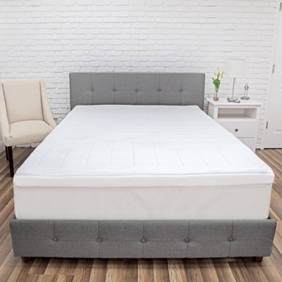 SensorPEDIC® Euro Majestic 3-Zone Quilted Memory Foam 3-Inch Twin Bed Topper, White, rollover