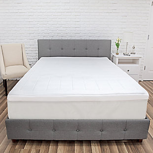 SensorPEDIC® Euro Majestic 3-Zone Quilted Memory Foam 3-Inch Queen Bed Topper, White, rollover
