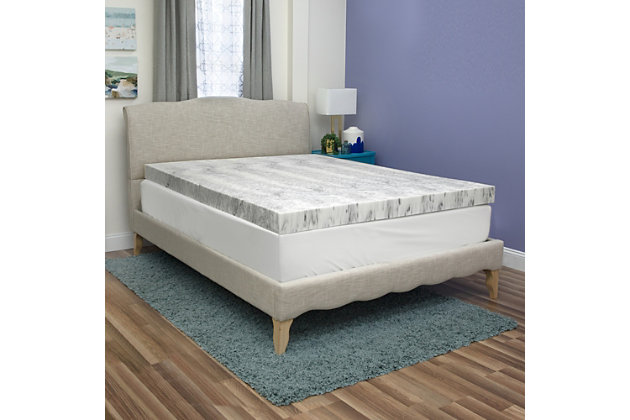 Elevate the comfort of your bed and enjoy fresh and clean relaxation when resting on the bamboo charcoal infused memory foam found in this SensorPEDIC® 4-Inch Mattress Topper. The swirls of grey memory foam featured in this topper are infused with bamboo charcoal. 4-inches of hypoallergenic, open-cell memory foam adds a revitalizing layer of support to your mattress that conforms to the body's pressure points to provide targeted comfort that lasts night after night, while VentAIR® ventilation built into the foam enhances air flow and ensures optimal breathability. Made from durable CertiPUR-US certified foam, this high quality memory foam mattress topper is sure to provide you with years of refreshing tranquility.BAMBOO CHARCOAL INFUSED- Swirls of grey memory foam are infused with bamboo charcoal | SUPPORTIVE MEMORY FOAM- Open-cell memory foam adds a layer of support to your mattress by conforming to and cradling the body's pressure points | BREATHABLE FOAM TECHNOLOGY- Features built-in ventilated iCOOL Technology System™ enhancing air flow and ensuring optimal breathability in the topper's foam and fabrication processes | FRESH AND CLEAN FOAM- Memory foam is naturally hypoallergenic | CERTIFIED HIGH QUALITY FOAM- Foam is CertiPUR-US certified to meet rigorous standards for performance, content, emissions and durability, and is analyzed by independent, accredited testing laboratories | 100% memory foam fill | Imported