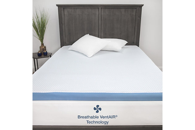 Add a layer of cool, rejuvenating comfort to your bed with the SensorPEDIC® Elite Cooling Memory Foam Mattress Topper, featuring 3-inches of gel-infused transcend memory foam that may dissipates body heat and offers pressure-relieving support for a cooler, more comfortable night's rest. This topper features the built-in ventilated iCOOL Technology System™ that enhances air flow and ensures optimal breathability in the foam, fabric, and fabrication processes. The luxurious circular-knit rayon fabric cover adds a layer of smooth softness and is hypoallergenic to help keep your sleeping area clean and fresh. The VentAIR® gusseted sides increase overall breathability and encourage air flow for cooler sleep, while the non-skid bottom ensures this topper stays in place atop your mattress night after night.SUPPORTIVE MEMORY FOAM- 3-inches of gel-infused transcend memory foam offers pressure-relieving support for a more comfortable night's rest | BREATHABLE FOAM TECHNOLOGY- Features built-in ventilated iCOOL Technology System™ that enhances airflow and ensures optimal breathability in the foam, fabric and fabrication processes | LUXURY HYPOALLERGENIC COVER- The luxurious circular-knit rayon cover is cool-to-the-touch and hypoallergenic to add a layer of smooth softness that helps you sleep cool and fresh | ANTI-SKID BOTTOM FABRIC- The non-skid bottom ensures this topper stays in place atop your mattress | EASY CARE COVER- The removable cover zips off for easy cleaning | Mafe of rayon and polyester | 100% memory foam fill | Imported