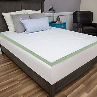Designed for a truly fresh and cool feel, this SensorPEDIC® 3-inch memory foam topper features a plush top layer quilted with nearly an inch of ComfortCOOL Technology®, a proprietary memory foam formulation. The base layer of pressure-relieving, gel-infused memory foam provides supportive and restorative comfort while you sleep. Engineered for exceptional airflow, this topper adds another element of cooling comfort by combining our iCOOL Technology System™ with the VentAIR® breathable mesh gusset. The non-skid bottom keeps the topper in place so you can focus on enjoying a supportive and refreshingly cool sleep experience.QUILTED FOAM LAYER- Luxurious quilted cover features ComfortCOOL Technology®, a proprietary memory foam formulation quilted into the cover | SUPPORTIVE MEMORY FOAM- Therapeutic, pressure-relieving gel-infused memory foam maintains supportive comfort | BREATHABLE TECHNOLOGY- Engineered for maximum airflow, this topper combines ventilated memory foam and a breathable fabric cover for lasting comfort | MESH GUSSET- VentAIR® breathable mesh gussets provide maximum airflow on the sides | ANTI SKID BOTTOM- Non-skid fabric bottom ensures this topper stays in place atop your mattress | Made of rayon and polyester | 100% memory foam fill | Imported
