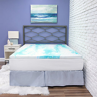 SensorPEDIC® 2-Inch Gel Swirl Memory Foam Twin Mattress Topper, Blue/White, rollover