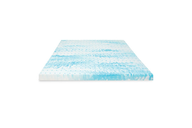 The SensorPEDIC® 4-Inch Gel Swirl Memory Foam Mattress Topper features swirls of cooling blue gel that transfer heat away from your body and may help keep you cool throughout the night. Four inches of supportive gel memory foam absorb pressure and strain while cradling your body's contours and distributing your body weight for restful sleep.SUPPORTIVE MEMORY FOAM- 4-inches of gel-infused memory foam offers pressure-relieving support | REFRESHING COMFORT- Swirls of blue gel in the memory foam help transfer heat away from the body | FRESH AND CLEAN FOAM- Hypoallergenic foam helps keep your sleeping area fresh and clean | CERTIFIED HIGH QUALITY FOAM- Foam is CertiPUR-US certified to meet rigorous standards for performance, content, emissions and durability, and is analyzed by independent, accredited testing laboratories | REJUVENATE YOUR MATTRESS- Absorbs pressure and strain by cradling the body's contours and distributing body weight | 100% gel-infused memory foam fill | Imported