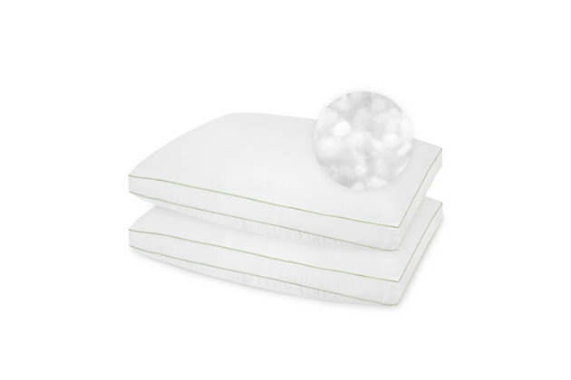 This two pack of SensorPEDIC® Firm Density Pillows is constructed with a 1.5-inch sateen gusseted sidewall to provide excellent head cradling and shoulder support, helping align your spine to a more natural sleeping position. These pillows feature Nanotex® Coolest Comfort Technology built into the fabric that provides enhanced moisture wicking and breathability to help you stay cool and comfortable all night. These pillows are filled with a luxurious SofLOFT® plush hypoallergenic fiber fill and feature super soft, 220 thread-count polyester fabric covers.SOFT FIBER FILL- Hypoallergenic fiber fill offers plushness and helps keep your sleeping area fresh night after night | MOISTURE WICKING COVER- Each cover features Nanotex® Coolest Comfort Technology for an enhanced cool and dry sleep experience | HEAD CRADLING GUSSET- Sateen gusseted sidewall provides support to shoulders, head, and spine for a more natural sleeping position | LUXURY FABRIC COVER- 220 thread count polyester fabric covers for added softness | BACK SLEEPERS- Firm density pillow is ideal for back sleepers | Made of 100% Polyester | 100% Polyester Fiber Fill | Made in the USA