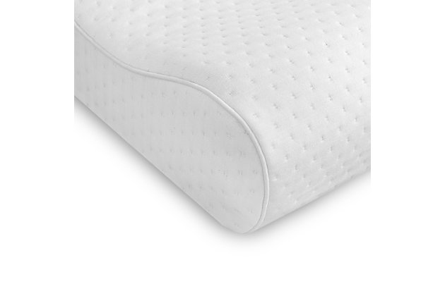 The SensorPEDIC® Luxury Extraordinaire Memory Foam Contour Pillow provides the ultimate sleep experience with a unique contoured design ideal for side and back sleepers. This pillow features odor-free ventilated Sensor-FOAM® Memory Foam, a CertiPUR-US Certified, super open-cell memory foam technology that does not sleep hot. Built in iCOOL Technology System™ in this pillow helps enhance air flow along with the breathable, anti-stain, removable cover consisting of triple-layer, circular-knit fabric.PRESSURE-RELIEVING SUPPORT- This pillow provides lasting pressure relief by supporting the head, neck, and shoulders | FRESH MEMORY FOAM- Sensor-FOAM® memory foam is hypoallergenic to help keep your sleeping area fresh | BREATHABLE FOAM TECHNOLOGY- Odor-free memory foam features the built-in, ventilated iCOOL Technology System™ that aids air flow and ensures maximum breathability | LUXURY REMOVABLE COVER- The breathable, triple-layer cover consists of a Rayon face that is cool-to-the-touch and is resistant to stains | DURABLE CERTIFIED FOAM- This foam in this pillow is CertiPUR-US certified to meet rigorous standards for performance, content, emissions and durability, and is analyzed by independent, accredited testing laboratories | CONTOUR PILLOW- The dual height contour design of this pillow makes it ideal to offer support for primary side and back sleepers | Made of 100% Viscose Rayon; 100% Polyester | 100% Memory Foam Fill  | Imported