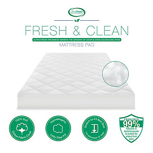 BioPEDIC® Fresh and Clean Twin Mattress Pad with Antimicrobial Ultra-Fresh Treated Fabric, White, large