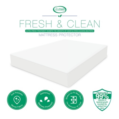 BioPEDIC® Fresh and Clean Twin Mattress Protector with Antimicrobial Ultra-Fresh Treated Fabric, White, large