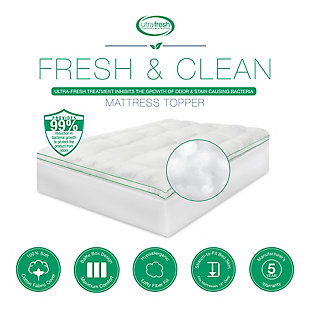 BioPEDIC® Fresh and Clean 2.5-Inch Down Alternative Twin Mattress Topper with Antimicrobial Ultra-Fresh Treated Fabric, White, large
