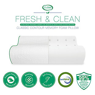 BioPEDIC® Fresh and Clean Classic Contour Memory Foam Pillow with Antimicrobial Ultra-Fresh Treated Fabric, , large