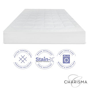 Charisma® Luxury Memory Foam and Fiber Washable Twin Mattress Pad, White, large