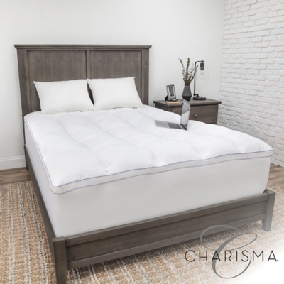 Charisma® Luxury Plush 3.5-Inch Memory Foam Cluster and Gel Fiber Twin Mattress Topper, White, large