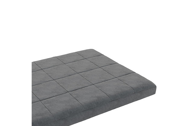 Functional and versatile, the DHP Elowen six-inch polyester filled quilted top mattress will make a great addition to your home. Made to fit full-size futon frames, this mattress easily folds when you are transitioning between a sleeping and a sitting position. It is composed of polyester fiber with a soft square quilted microfiber cover that is extremely low maintenance. When you need to clean it, simply wipe with a damp cloth. Whether you are purchasing this mattress for yourself or for your guests to sleep on when they stay overnight, the GREENGUARD Gold Certification guarantees that they sleep without any worries as it guarantees standards for low chemical emissions into indoor air during product usage.Includes full-size futon mattress (frame sold separately) | Made of twill, polyester and microfiber | Tight top | 100% polyester fiber pad filling | Microfiber cover with quilted top | Folding design | Wipe clean with damp cloth | This mattress has achieved greenguard gold certification. Greenguard certified products are certified to greenguard standards for low chemical emissions into indoor air during product usage | Assembled in canada with imported materials