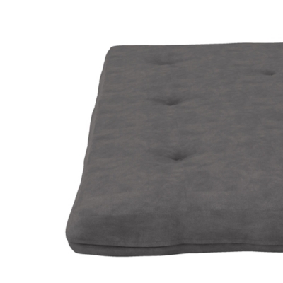 The DHP six-inch Eve thermobonded polyester fill futon mattress guarantees you hours of comfortable sleeping and sitting enjoyment. Built to withstand everyday wear and tear, this easily foldable mattress is composed of a high-density polyester fill and gives your aching body medium support and just the optimal level of firmness. Designed with an easy-to-clean tufted microfiber cover that allows it to retain its original shape, this mattress fits on any standard full-sized futon frame. Add this small space living solution into your living room, home office or den instantly providing extra functionality to those who love to host, but don’t have a spare guest bedroom to accommodate overnight guests. This mattress is GreenGuard Gold Certified to ensure a healthy indoor air environment.Includes full-size futon mattress (frame sold separately) | Made of polyester and microfiber | Tight top | High-density polyester fill | Microfiber cover with tufting | Folding design | Wipe clean with damp cloth | This mattress has achieved greenguard gold certification. Greenguard certified products are certified to greenguard standards for low chemical emissions into indoor air during product usage | Assembled in canada with imported materials