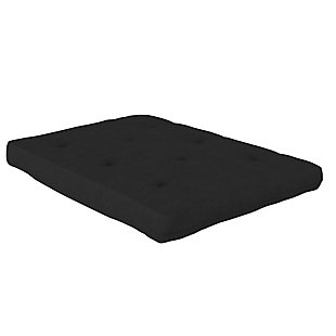 DHP Eve 8 Inch Thermobonded High Density Polyester Fill Full Futon Mattress, Black, large