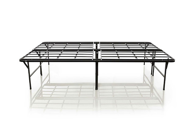 Simple. Strong. Storage-friendly. The Purple Platform Bed Frame is simple to set up. It is proven to hold up to 2,000 pounds. It provides up to13.5 inches of extra storage space underneath.Simple set up  | Strong Frame proven to hold up to 2,000 pounds | Polypropylene joint buffers to help prevent squea | Extra storage space underneath  |  dimensions: 39"x75"x14"