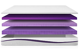 The Purple® Mattress: The bed that broke the internet. The Purple® Mattress uses the Purple Grid™ to eliminate pressure points and allow airflow so you sleep cool and comfortable. In other words, your hips and shoulders will be perfectly cradled while fully supporting your back. Stop compromising between comfort and support and get the best of both worlds with the Purple® Mattress.Purple Smart Comfort Grid™ provides the perfect balance of firm and soft without compromise | The Purple Smart Comfort Grid™ is bordered with a high-density polyurethane foam to provide proper edge support | Soft flex, stretchy, and breathable mattress cover allows you to sink comfortably into bed | Open air channels and temperature-neutral materials for cooler sleep  | Motion isolating technology | Allow 72 hours for mattress to fully decompress | 2" Hyper-Elastic Polymer™ material in Purple Smart Comfort Grid™ | 3.5" layer of 1.8-lbs density polyurethane foam | 4" layer of 2.0-lbs density polyurethane foam | CertiPUR-US certified foam base | Spot clean with mild detergent  | Fire retardant – non-toxic knit barrier | Twin XL dimensions: 38"x80"x9.25"