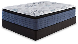 Experience the beauty of a great night’s sleep with the Bonita Springs Euro top king mattress by Ashley-Sleep®, a luxurious innerspring mattress with a dreamy feel priced to entice. Layers of soft high-density memory foam and a power packed individually wrapped coil unit hug you with conforming comfort and bring pressure point relief. Plus, a gel-infused memory foam layer enhances your comfort by delivering better support while keeping you at the right temperature. Another great perk that comes along with this mattress is that there's more room to spread out thanks to edge support formed by its foam encasing. Foundation/box spring available, sold separately.Comfort level: medium | Luxury knit quilt cover | High-density plush quilt foam; high-density plush body foam | Zoned sculpted plush pressure relief foam | Lumbar gel memory foam | High-density foam encasement | Power packed individually wrapped coil unit | 4 vertical handles for easy handling | Maintenance-free, one-sided design: no flipping or rotating | 10-year limited warranty | Note: Purchasing mattress and foundation from two different brands may void warranty; check warranty for details | State recycling fee may apply | Mattress ships in a box; please allow 48 hours for your mattress to fully expand after opening