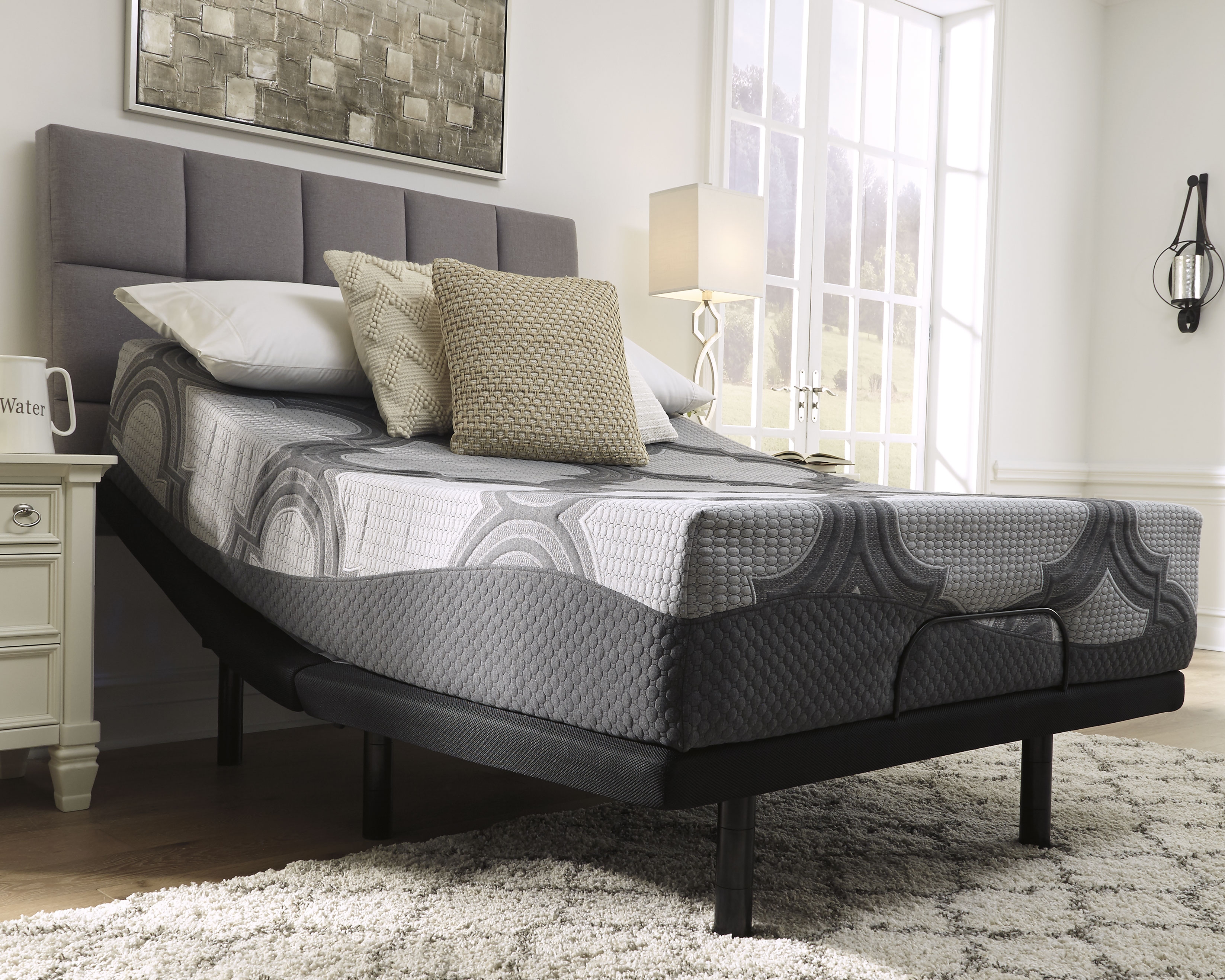 12 Inch Ashley Hybrid King Adjustable Base and Mattress Furniture Galaxy