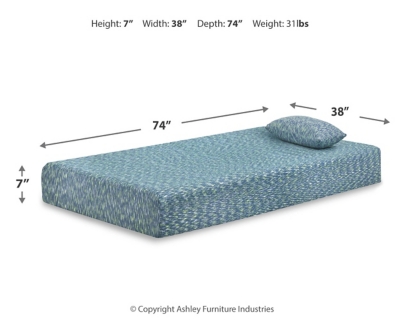 iKidz Blue Twin Mattress and Pillow, Blue, large