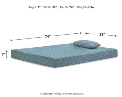 iKidz Blue Full Mattress and Pillow, Blue, large