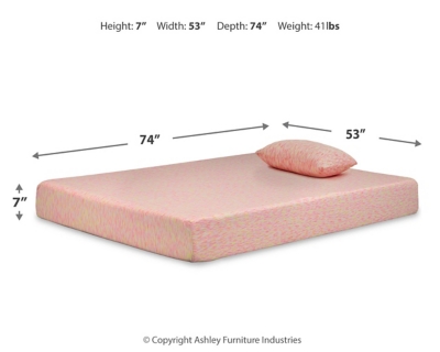 iKidz Pink Full Mattress and Pillow, Pink, large