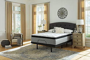 The luxurious surface layer of the Santa Fe plush pillow top queen mattress welcomes a sound sleep with an extra soft feel. Its heavyweight, beautifully quilted top cover along with multiple layers of foam, including thick layers of memory foam and ultra plush support foam, conform to your body to relieve pressure points. Individually wrapped coil unit works in tandem with foam layers to reduce motion felt on the surface—great choice for all sleep positions and pain sufferers. Foundation/box spring available, sold separately.Comfort level: plush | Deluxe heavy weight quilted cover | Poly-foam base support | Individually wrapped coil support system | Thick layers of high-density memory foam and ultra plush support foam | Plush quilt foam and support foam layers | Maintenance-free, one-sided design: no flipping or rotating | 10-year limited warranty | Power base compatible | State recycling fee may apply | Note: Purchasing mattress and foundation from two different brands may void warranty; check warranty for details | Mattress ships in a box; please allow 48 hours for your mattress to fully expand after opening