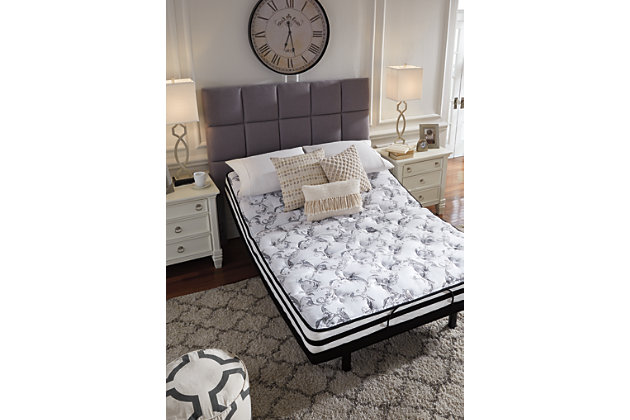 Enjoy endless possibilities for restful sleep with this innerspring full mattress. Feel the support of a truly traditional coil mattress which contours to your body for a traditional feel. The high-density quilt foam and pad provide the firm feel you love. Plus, this mattress arrives in a box for quick and easy setup. Simply bring it to your room, remove the plastic wrap, and unroll. Foundation/box spring available, sold separately.Comfort level: firm | 2" high-density quilt foam | 13-gauge Bonnell coil unit | High-density pad | 10-year non-prorated warranty | Foundation/box spring available, sold separately | State recycling fee may apply | Note: Purchasing mattress and foundation from two different brands may void warranty; check warranty for details | Mattress ships in a box; please allow 48 hours for your mattress to fully expand after opening
