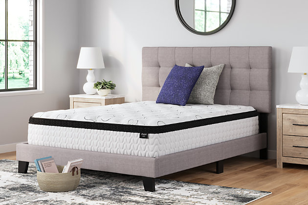 Enjoy endless possibilities for restful sleep with this hybrid innerspring king mattress. Feel the support of a truly traditional coil mattress which contours to your body for a comforting feel. High density foam provides the firmness you love. Gel memory foam provides restorative support for your lower back. Plus, this mattress arrives in a box for quick and easy setup. Simply bring it to your room, remove the plastic wrap, and unroll. Foundation/box spring available, sold separately.Comfort level: ultra plush | .75" high density gel memory foam lumbar support | 1.5" high density super soft quilt foam | 1" upholstery grade comfort support foam | Individual power packed wrapped coils | 2 perimeter rows of 9" 13-gauge pocketed coils | 10-year non-prorated warranty | Foundation/box spring available, sold separately | CertiPur-US certified, adjustable base compatible | State recycling fee may apply | Note: Purchasing mattress and foundation from two different brands may void warranty; check warranty for details | Mattress ships in a box; please allow 48 hours for your mattress to fully expand after opening
