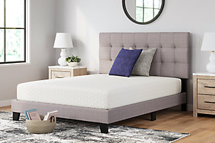 Enjoy endless possibilities for restful sleep with this twin mattress. Soothing memory foam contours to your body, while a thick layer of firm support foam provides plentiful support and pressure relief of your body’s major pressure points. Plus, this mattress arrives in a box for quick and easy setup. Simply bring it to your room, remove the plastic wrap, and unroll. Foundation/box spring available, sold separately.Comfort level: firm | 10" profile height | 1.5" memory foam | 8.5" firm support foam | Premium stretch knit cover | 10-year non-prorated warranty, adjustable base compatible | Foundation/box spring sold separately | State recycling fee may apply | Note: Purchasing mattress and foundation from two different brands may void warranty; check warranty for details | Mattress ships in a box; please allow 48 hours for your mattress to fully expand after opening