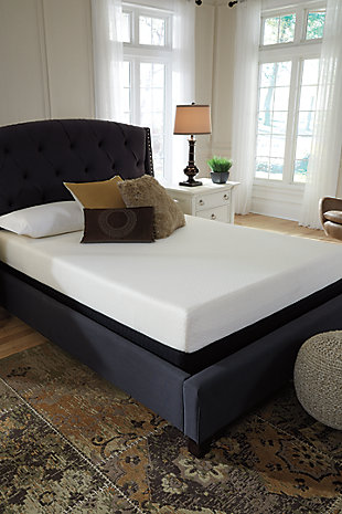 When it comes to your comfort, discover this 8-inch king mattress. Its memory foam contours to your body, delivering amazing support, pressure relief and comfort. The memory foam layer is supported by a thick layer of firm support foam. This helps reduce motion transfer so you and your partner can enjoy an undisturbed sleep. This mattress arrives in a box for easy setup. Foundation/box spring available, sold separately.Comfort level: medium | Memory foam layer | Thick firm support foam | Stretch knit cover | 10-year non-prorated warranty | Note: Purchasing mattress and foundation from two different brands may void warranty; see warranty for details | Foundation/box spring sold separately | State recycling fee may apply | Mattress ships in a box; please allow 48 hours for your mattress to fully expand after opening