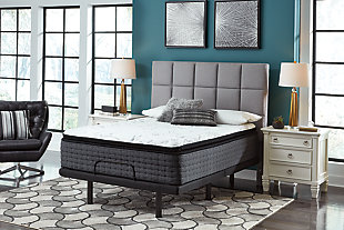 Luxuriously soft, the Bar Harbor plush pillow top queen mattress invites sleep. Its beautifully quilted top cover provides a cottony layer that conforms to your body for added comfort. Multiple layers of foam, including a thick high density ultra plush body foam and a supersoft Latex foam layer, work in conjunction with the top cover and 720 power packed 15-gauge wrapped coils to relieve pressure points and deliver the support you need. This coil unit also works in tandem with the foam layers to reduce motion felt on the surface for a more restful sleep, especially if your partner tosses and turns. For extra support along the mattress's edges, two rows of 13-gauge wrapped coils run along the mattress's perimeter to provide cozy edge support—what a great choice for all sleep positions. Foundation/box spring available, sold separately.Comfort level: plush | 4-way stretch cotton fabric cover | Thick layers of pure supersoft Latex foam and high density ultra plush body foam | High density quilt foam | High density base foam | 720 power packed 15-gauge wrapped coils for support | 2 perimeter rows of 13-gauge wrapped coils for edge support | Maintenance-free, one-sided design: no flipping or rotating | 10-year limited warranty | Power base compatible | Foundation/box spring sold separately | State recycling fee may apply | Mattress ships in a box; please allow 48 hours for your mattress to fully expand after opening
