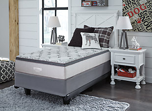 For you, comfort, support, quality and price are all top of mind. Rest easy. The Augusta Euro top twin mattress blends high performance with low-maintenance features for a masterfully crafted mattress made to stand the test of time and offer great, overall support. At the core of this mattress: a 638 15-gauge pocketed coil system that’s topped by layer upon layer of feel-good comfort, including high-density foam, firm support foam, firm quilt foam and gel memory lumbar support foam for a cooler night’s sleep. And for added protection: a luxury nano stain-resistant/waterproof cover and bed bug/dust mite/allergen barrier for peace of mind.Comfort level: Euro top | 12” profile | 1.5" firm convoluted quilt foam | 2" firm support foam | 0.5" gel memory lumbar support foam | 1.5” firm convoluted quilt foam | 1” high-density foam encasement | 0.75” high-density base support foam | 638 15-gauge pocketed coil system; 13 gauge border coils | Bed bug encasement; 300 g luxury nano stain treated stretch cover | Concealed micro-teeth zipper with patented zip tie closure | Mattress conveniently arrives in a box (compressed, rolled and plastic wrapped); please allow at least 48 hours for full expansion | State recycling fee may apply; 10-year warranty