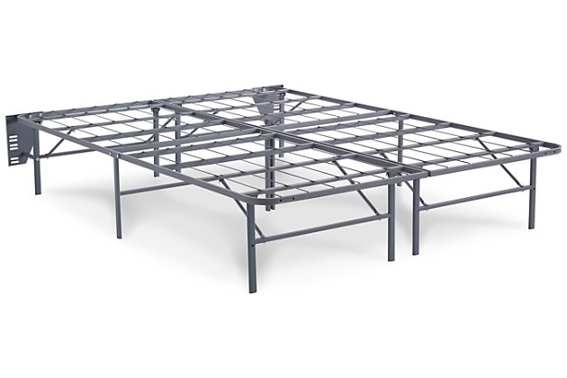 Behold the newest foundation of comfort. The Better than a Box Spring queen mattress riser is an all-in-one support system that takes the place of an ordinary bed frame and box spring. The metal unit sets up quickly and without using any tools, creates a sleep haven with unwavering support. Included brackets attach the riser to a headboard. Even better: the clearance from frame to floor is incredibly spacious and ideal for under-bed storage.Sturdy metal frame | Sets up quickly—no tools needed | Headboard brackets included | 12 support legs for increased support and weight distribution | Easy to transport | State recycling fee may apply | Assembly required | Estimated Assembly Time: 15 Minutes